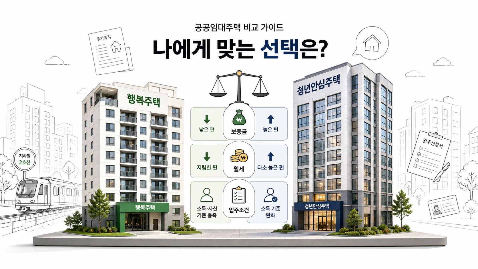 글의 1. 행복주택과 청년안심주택 차이 한눈에 보기 이미지 글의 1. 행복주택과 청년안심주택 차이 한눈에 보기 이미지